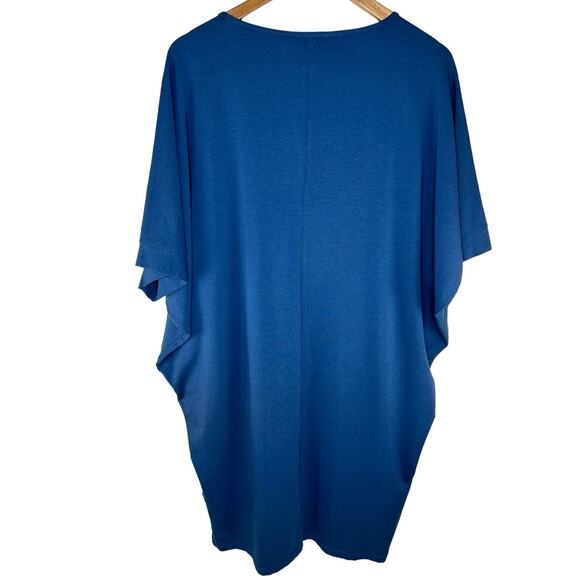 LUUKAA Lagenlook Dress Size 6 Blue Bamboo Knit Boxy Tapered NWT - Picture 5 of 9